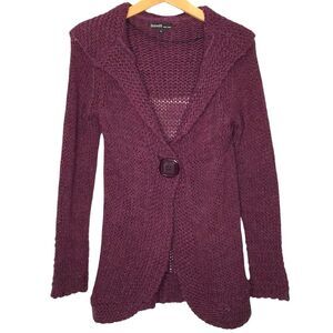 Berretti Made in Italy Open Knit Burgundy Wine Cardigan Size Small